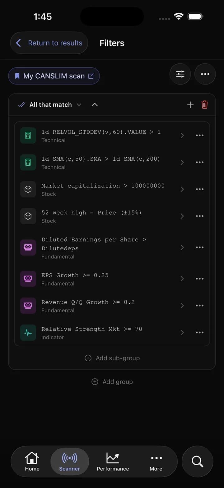 Building a multi-condition scan in the scanr.ai app